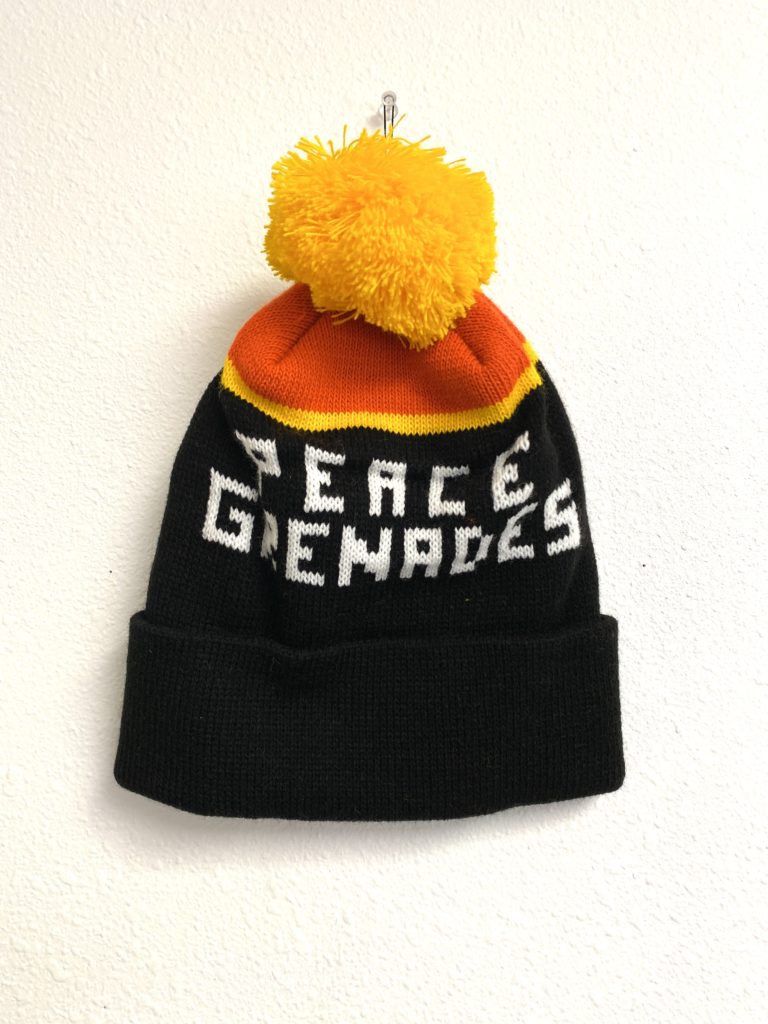 Black Vintage Pom Beanie - Peace Grenades